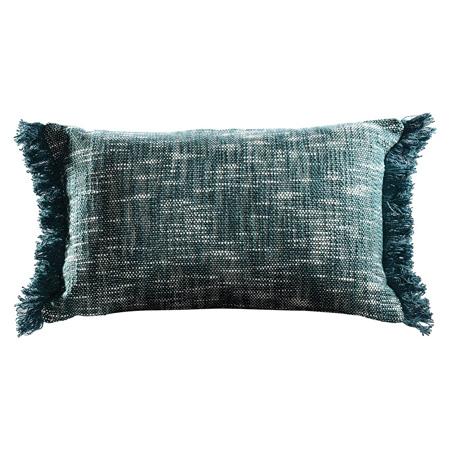 Frayed Lumbar Pillow Teal Ivory (CEAC-036) -- Trade Show Rental Furniture